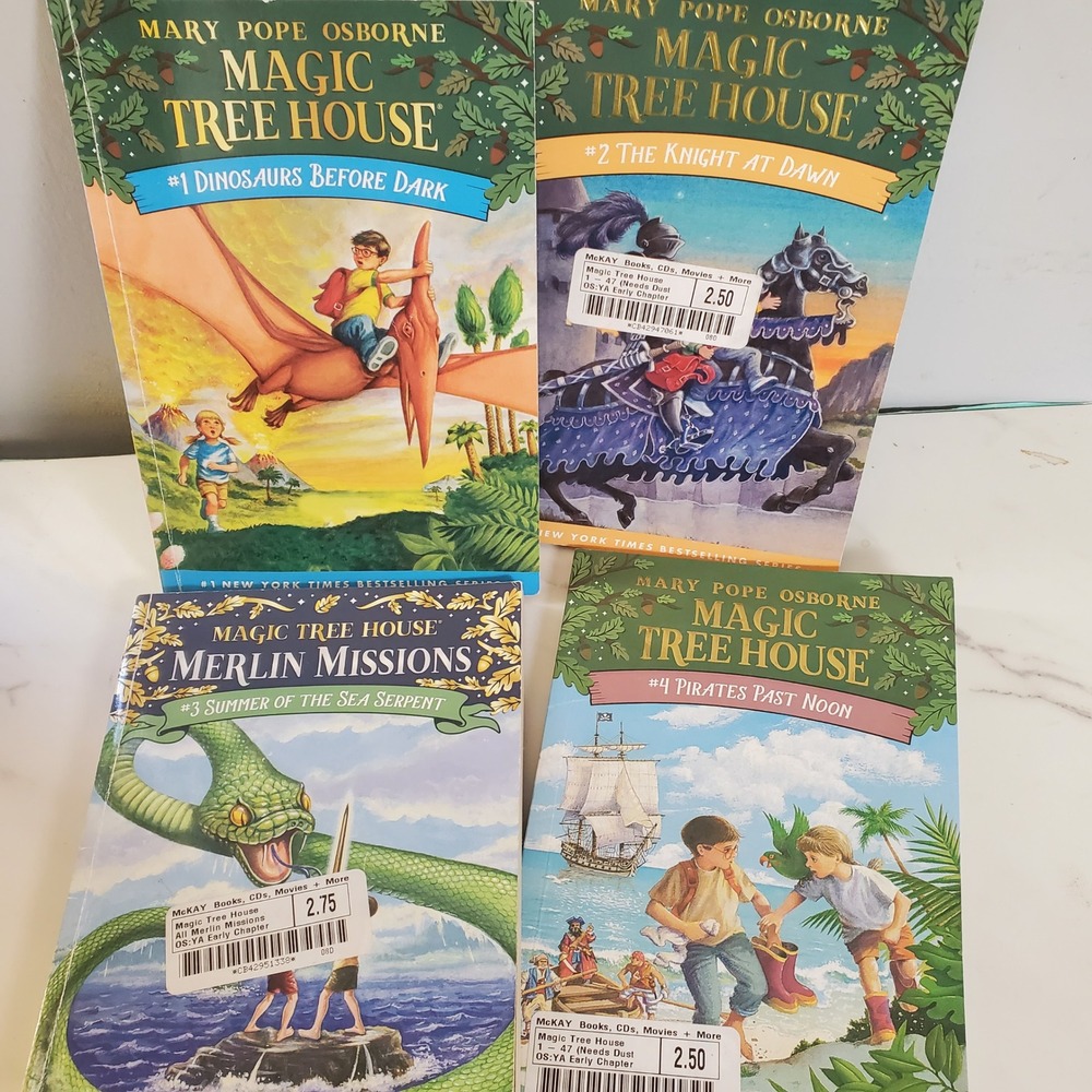 Magic Tree House Book Lot Mary Pope Osborne Dinosaurs Pirates Merlin Missions 4p